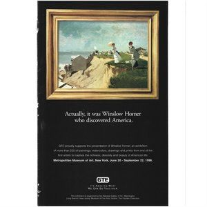 Winslow Homer Art Exhibition GTE Metropolitan Museum 1990s Vintage Print Ad